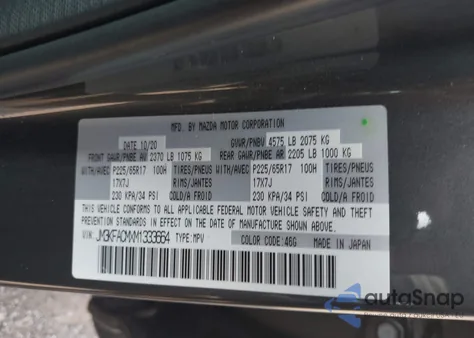 2021 Mazda Cx-5 Touring z USA, uszkodzony, nr VIN JM3KFACMXM1333664